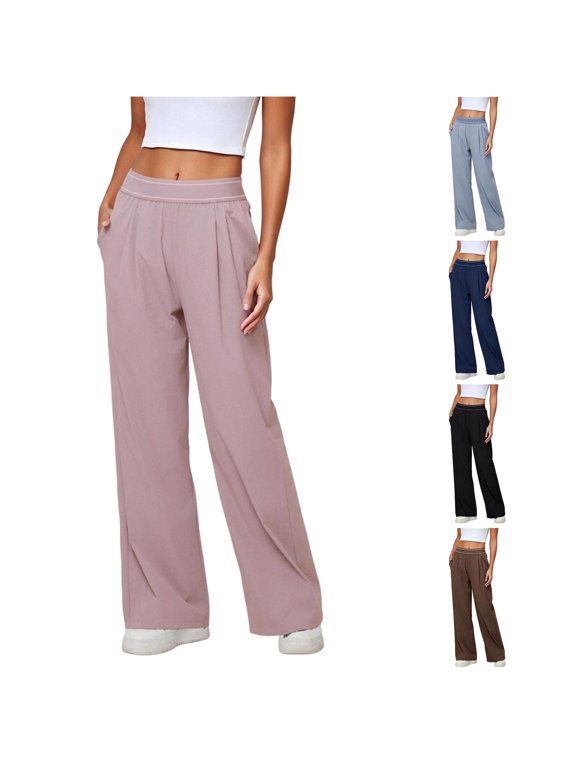 Pants For Women Empire Waist Realx Fit Cartoon Graphic Straight Leg Sweatpants Basic Bottoms Pink
