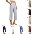 thumbnail image 1 of Rhuody Pants For Women Wide Leg Loose Fit Elastic Waist Solid Color Trousers Elegant Bottoms 3Xl Grey, 1 of 5