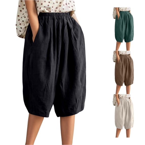 Rhuody Pants For Womens Empire Waist Wide Leg Relax Fit Solid Color Trousers With Pocket Leisure Wear L Black