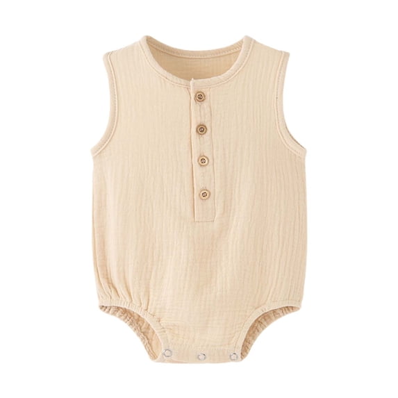 Rhuody Romper For Newborn Boys 6-9 Months Sleeveless Onesies Solid Color Crewneck Bodysuits Adorable Playsuit White