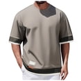 thumbnail image 1 of Rhuody Short Sleeve mens t shirt Color Blocked Round Neck Business Men Loose Tee Solid color Tops Comfortable Clothes Grey 5XL, 1 of 9