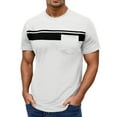 thumbnail image 1 of Rhuody Short Sleeve mens t shirt Round Neck Tee Pullover Striped Printed Lightweight Tops Clothes White 2XL, 1 of 7