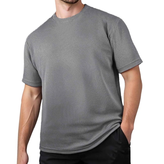 Rhuody Short Sleeve t shirts for men Crewneck Tee Shirts For Everyday Loose Fit Style For Outdoor And Leisure Activities For Summer Tee Solid color Tops Soft Wear Grey M
