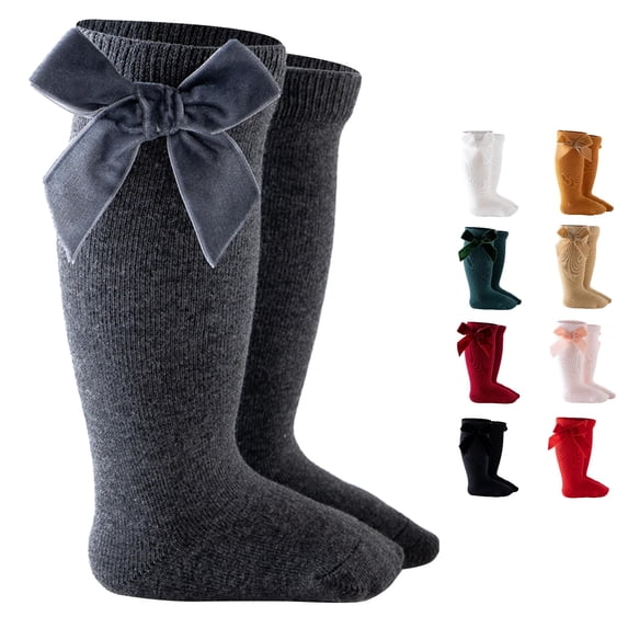 Rhuody Socks For Boys Girls Solid Color Sock Stockings Mid-Calf Baby Kids Length Toddler Knee-High Baby Care Knee High Socks Dark Gray