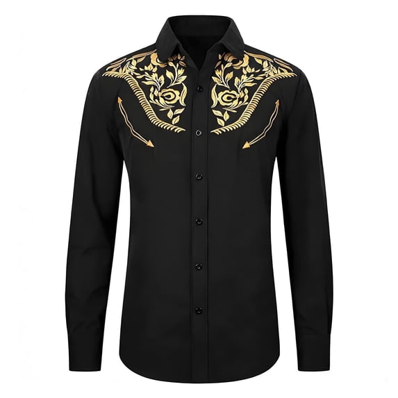 Rhuody Spring Tops For Boys Lapel Blouse Western Cow Print Shirt Long Sleeve Button Down Top For Children And Youth Leisure Clothing Black 4-5 Years