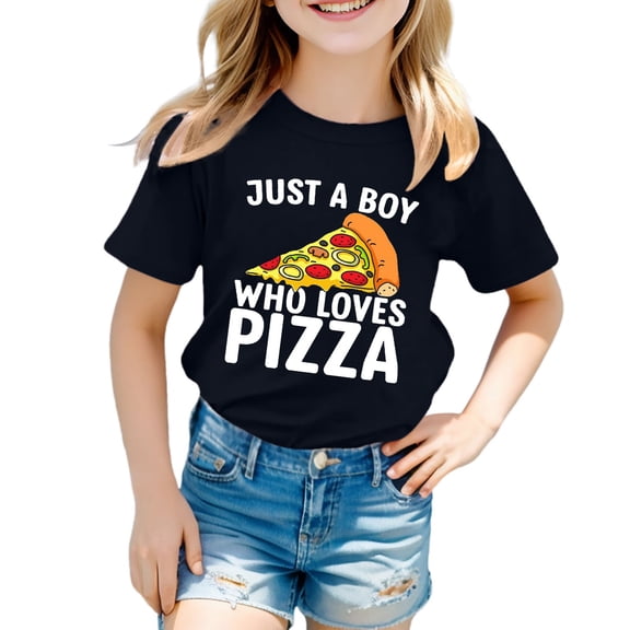 Rhuody Summer T Shirts For Girls O Neck Blouse Grahic Prints T Shirt Short Sleeve Leisure Tops Lovely Simple clothes Black 8-9 Years