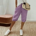 thumbnail image 1 of Rhuody Sweat Pants For Womens High Waist Capris Pants With Large Pocket Straight Leg Trousers Solid Color Slacks Classic Trousers M Purple, 1 of 4