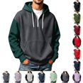 thumbnail image 1 of Rhuody Sweatshirt For Mens O Neck Color Match Long Sleeve Sweatshirts Pullover Sweatshirt With Pocket L Dark Green, 1 of 4
