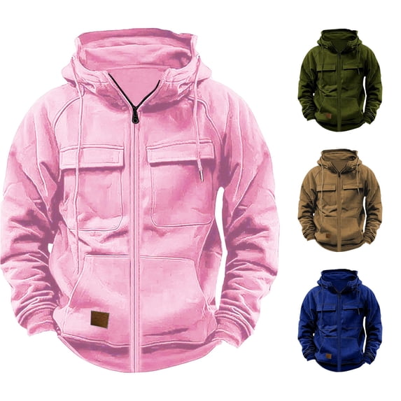 Rhuody Sweatshirt For Mens O Neck Solid Color Long Sleeve Hooded Sweatshirt M Red