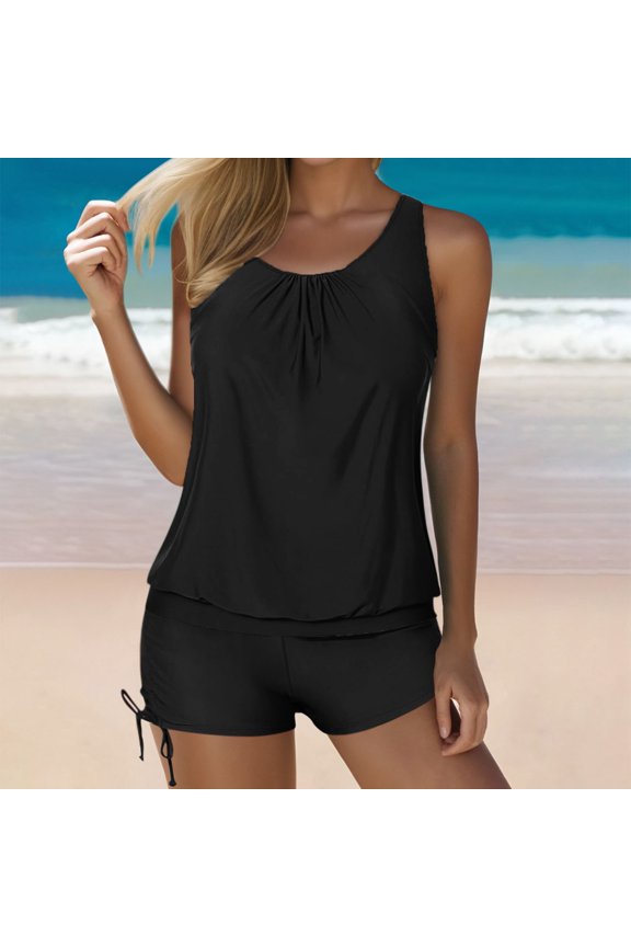 Swimming Suits For Women Floral Print Tankini Swimsuit Set Adjustable Straps Loose Fit Comfortable Swimwear Plus Size Bikini Alternative Beach Pool Party Leisure Wear S Black