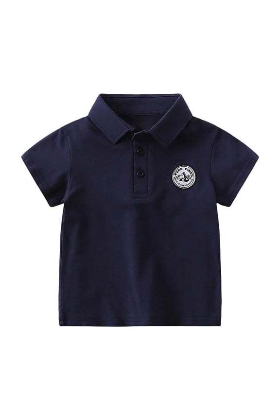 T Shirt For Boys O Neck Tops Short Sleeved Tee Letter Prints T Shirts Handsome Wear 18-24 Months Navy