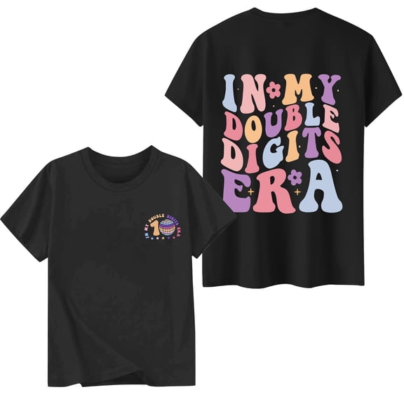 Rhuody T Shirts For Girl Short Sleeve Tee O Neck Cartoon Prints Tops Blouse Simple Clothes Black 1-2 Years