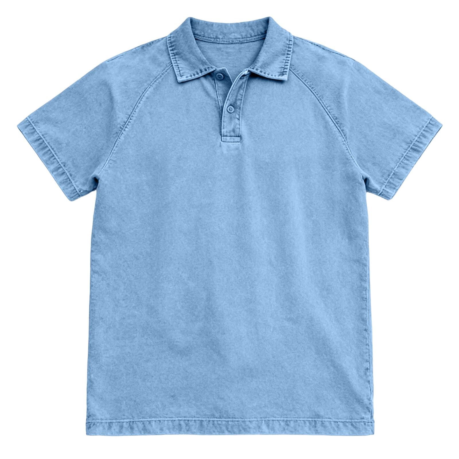 Rhuody T Shirts For Man Adult Referee Shirt V Neck Striped Sweatshirt Short Sleeved Top Retro Clothing Sky Blue 2Xl