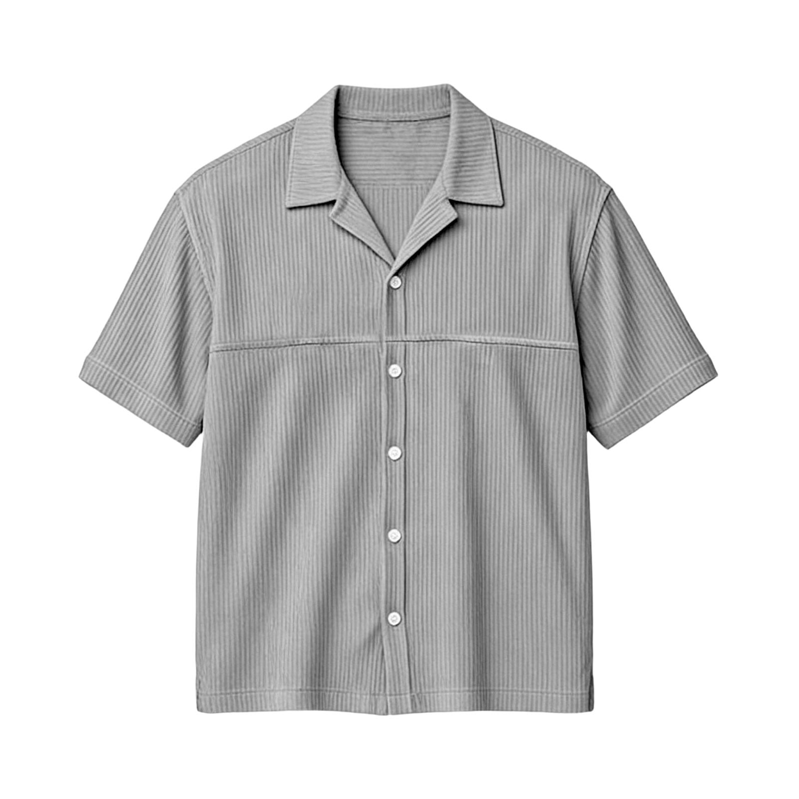 Rhuody T Shirts For Man Adult Referee Shirt V Neck Striped Sweatshirt Short Sleeved Top Versatile Clothing Grey 2Xl