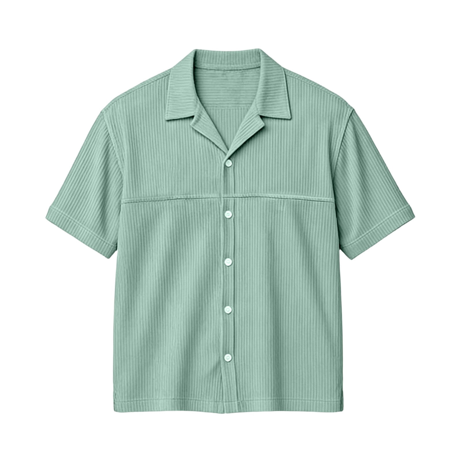 Rhuody T Shirts For Men Adult Referee Shirt V Neck Striped Sweatshirt Short Sleeved Top Charm Clothing Light Green L