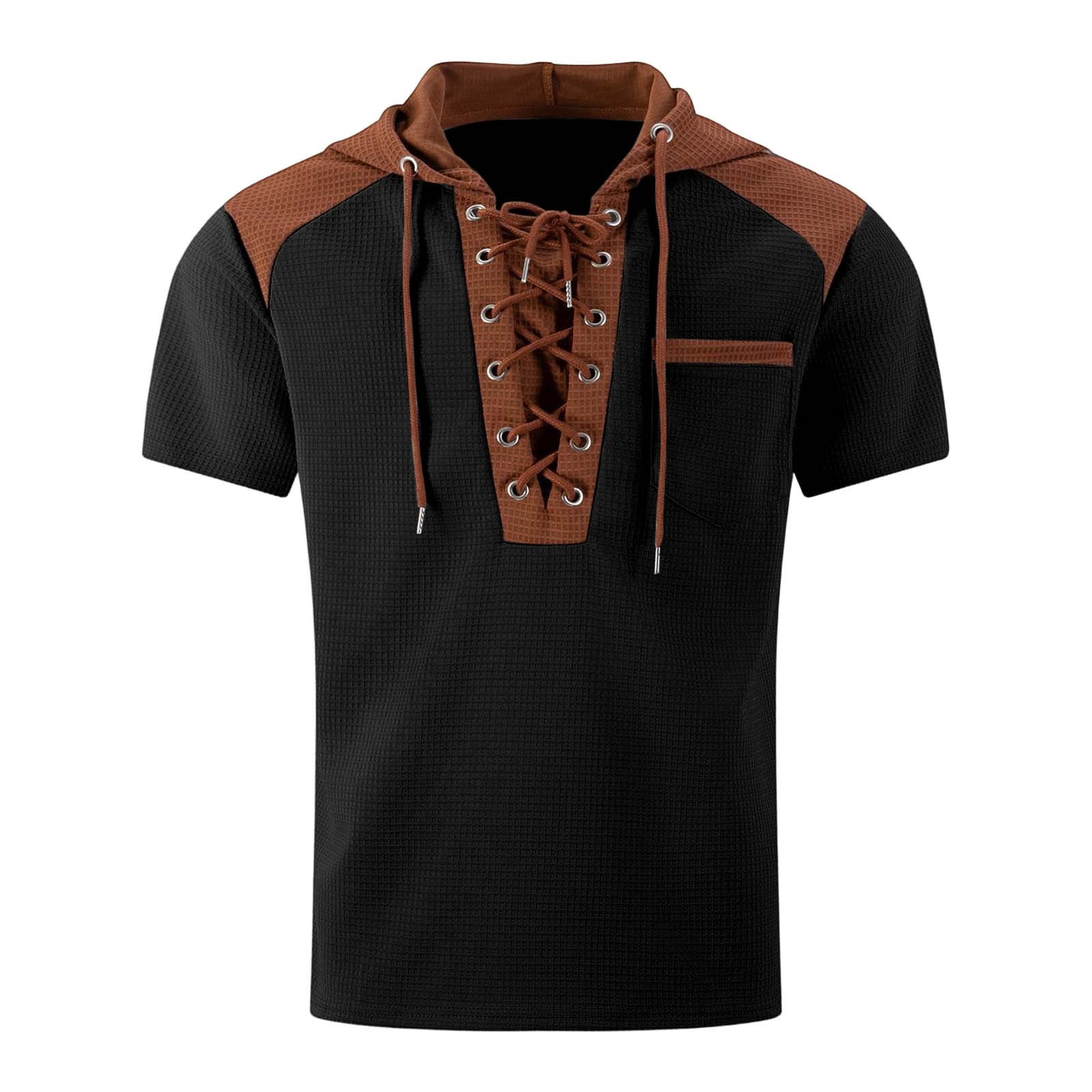 Rhuody T Shirts For Men Adult Referee Shirt V Neck Striped Sweatshirt Short Sleeved Top Retro Clothing Black L
