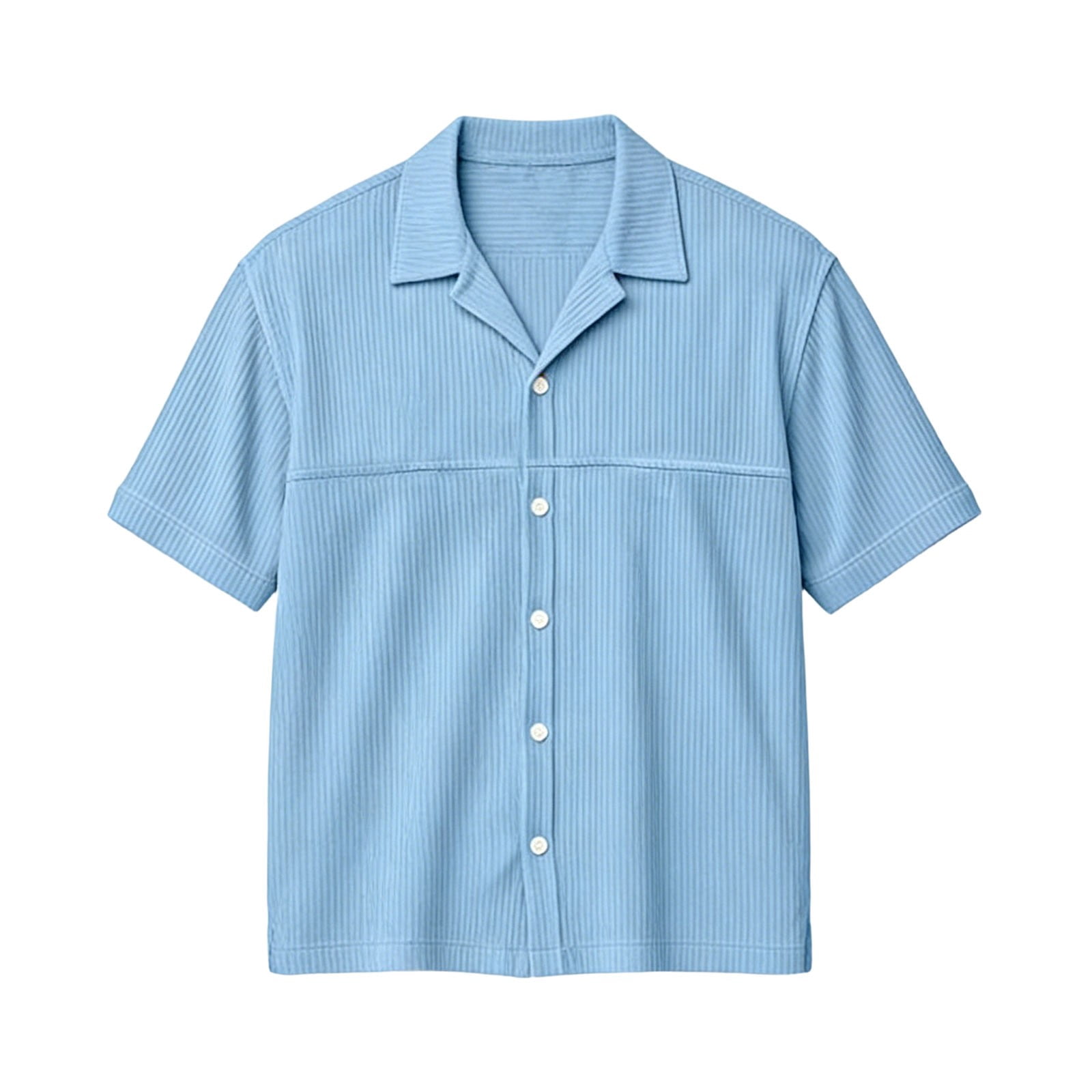 Rhuody T Shirts For Mens Adult Referee Shirt V Neck Striped Sweatshirt Short Sleeved Top Basic Clothing Sky Blue Xl