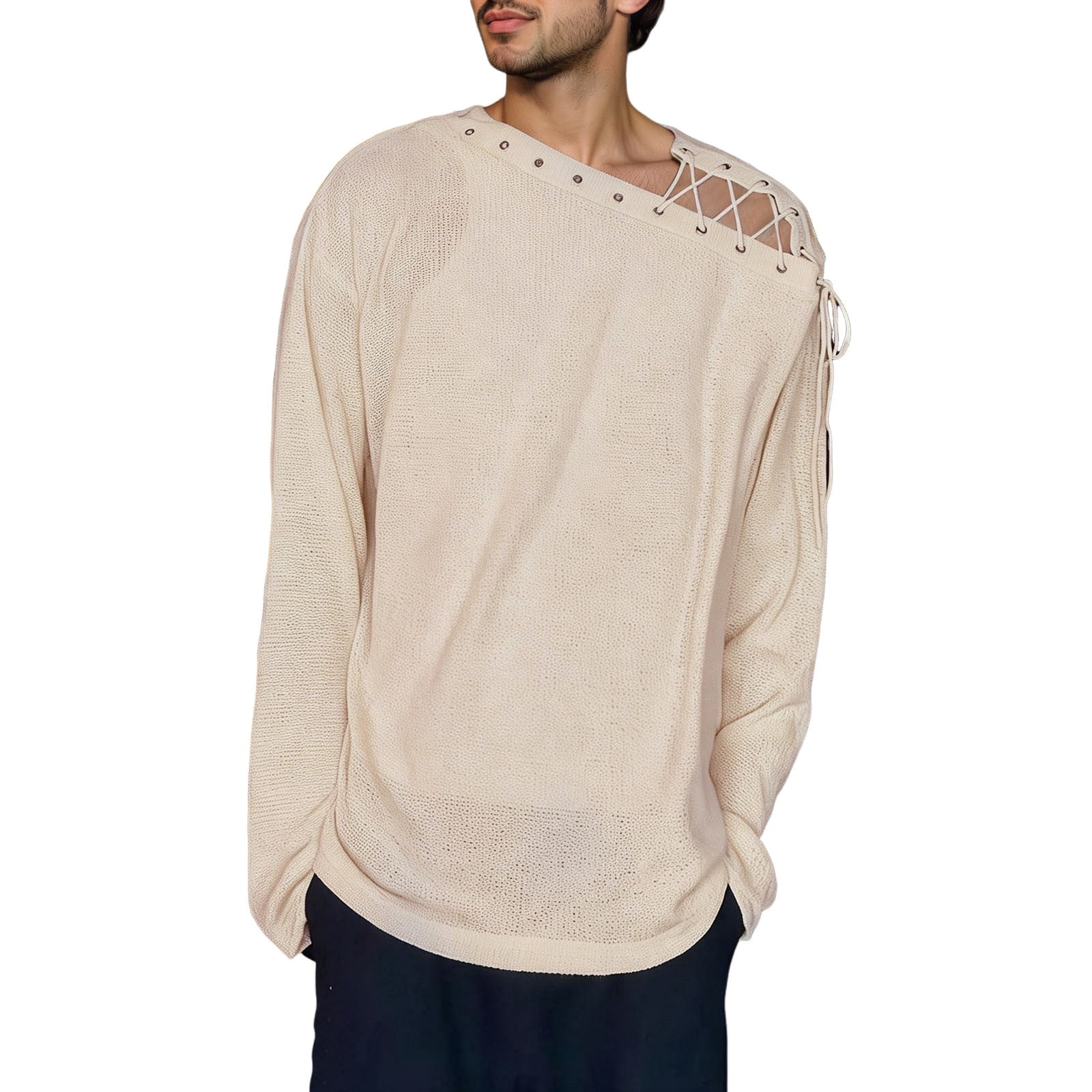 Rhuody T Shirts For Mens Adult Referee Shirt V Neck Striped Sweatshirt Short Sleeved Top Comfortable Clothing Beige Xl
