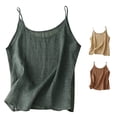 thumbnail image 1 of Rhuody Tank Tops For Women Spaghetti Strap Round Neck Linen Top Thin Layering Loose Fit Slimming Shirt Fashion Wear 4Xl Green, 1 of 8