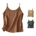 thumbnail image 1 of Rhuody Tank Tops Women Crewneck Wide Strap Linen Loose Fit Sleeveless Stylish Plus Size Undershirt Versatile Clothes 3Xl Green, 1 of 8
