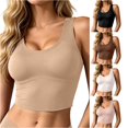 thumbnail image 1 of Rhuody Tank Tops Women Wide Strap Round Neck Seamless Fixed Cup Sports Yoga Inner Layering Vest Elegant Wear 3Xl Beige, 1 of 5
