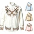 thumbnail image 1 of Rhuody Teen Boy'S Tops Long Sleeve Flower Pattern Lapel Blouse 9-10 Years White, 1 of 4