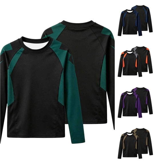 Rhuody Teen Boy'S Tops Long Sleeve O Neck Cartoon Prints Rash Guard 11-12 Years Green