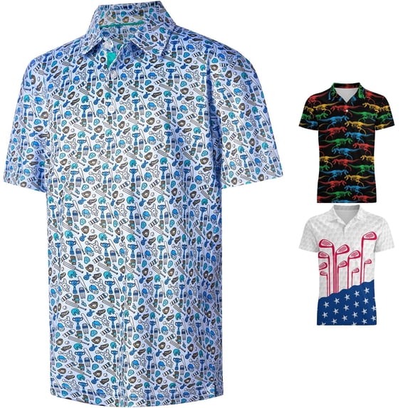 Rhuody Teen Boy Tops Crewneck Graphic Prints Short Sleeve Blouse 13-14 Years Sky Blue