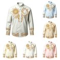 thumbnail image 1 of Rhuody Teen Boy Tops Lapel Graphic Prints Long Sleeve Blouse 9-10 Years Light Gray, 1 of 4