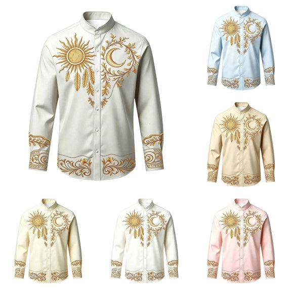 Rhuody Teen Boy Tops Lapel Graphic Prints Long Sleeve Blouse 9-10 Years Light Gray