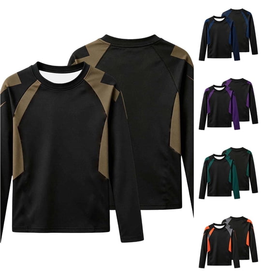 Rhuody Boy Tops Long Sleeve O Neck Cartoon Prints Rash Guard 11-12 Years Brown