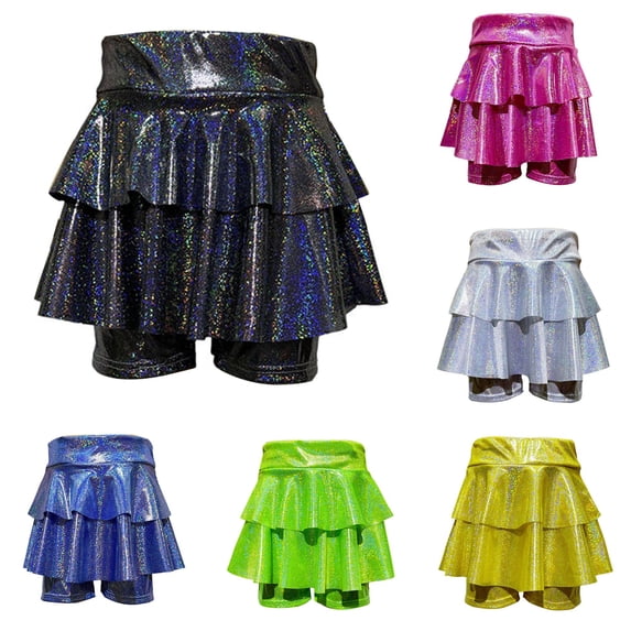 Rhuody Teen Dresses For Girl Sparkly Sequin Dance Dress With Tutu Skirt And Shorts For Performance Play Sun Party Occasions Versatile Clothing 11-12 Years Black