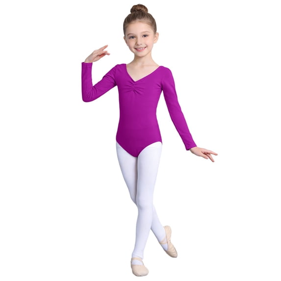 Rhuody Teen Girl Romper 10-11 Years Dancewear Jumpsuit For Kids Long Sleeve Ballet Onesies Retro Clothes Purple