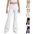 thumbnail image 1 of Rhuody Teen Pants For Girls Empire Waist Flare Trousers Solid Color Straight Leg Slacks Handsome Clothes 11-12 Years White, 1 of 5