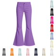 thumbnail image 1 of Rhuody Teen Trousers For Girl 13-14 Years High Waist Straight Leg Flare Trousers Solid Color Slacks Comfortable Bottoms Purple, 1 of 6