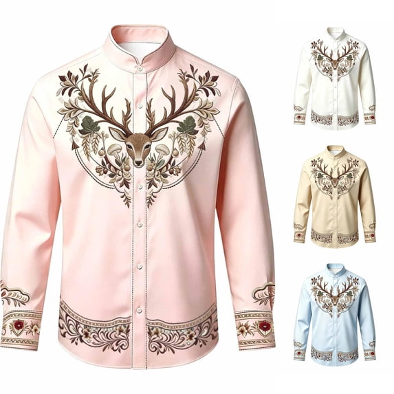 Rhuody Toddler Boy'S Tops Long Sleeve Flower Pattern Lapel Blouse 3-4 Years Pink