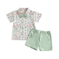 thumbnail image 1 of Rhuody Toddler Boys Outfits 18-24 Months Toddler Boy Bunny Lapel Button Down Shirt Top And Shorts With Pockets Baby Easter Outfits Lightweight Boys Clothing White, 1 of 9