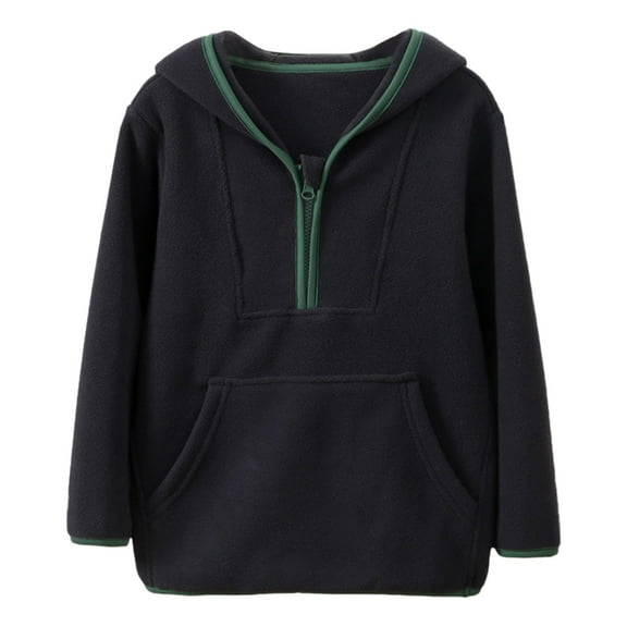 Rhuody Toddler Boys Sweatshirt Winter Lined Hoodie Kid'S Pullover Hooded Long Sleeve Solid Color Zip Up Sweatshirt Soft Wear Black 3-4 Years