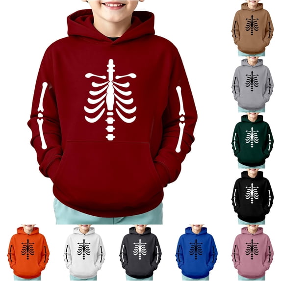 Rhuody Toddler Boys Tops Halloween Short Sleeve O Neck Cartoon Prints Hallowma Sweatshirt 4-5 Years Red