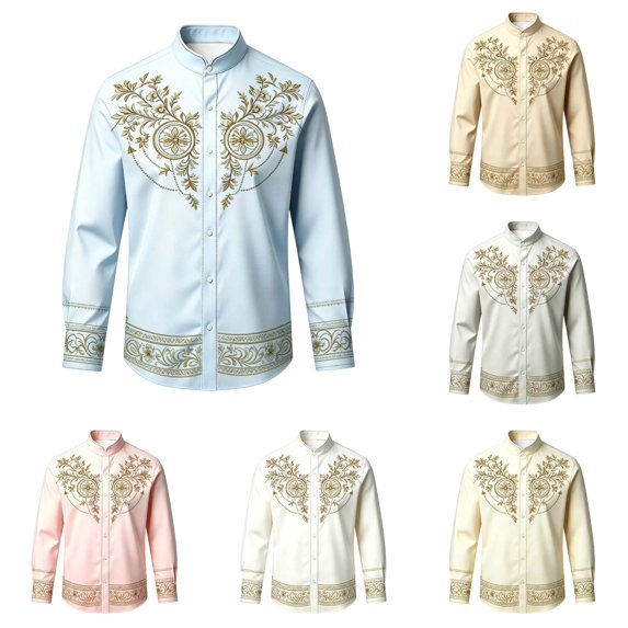 Rhuody Toddler Boys Tops Long Sleeve Lapel Cartoon Prints Blouse 3-4 Years Light Blue