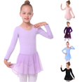 thumbnail image 1 of Rhuody Toddler Girl'S Dress Long Sleeve Ballet Leotards Solid Color Crew Neck Dance Dresses Cute Clothes Purple, 1 of 7