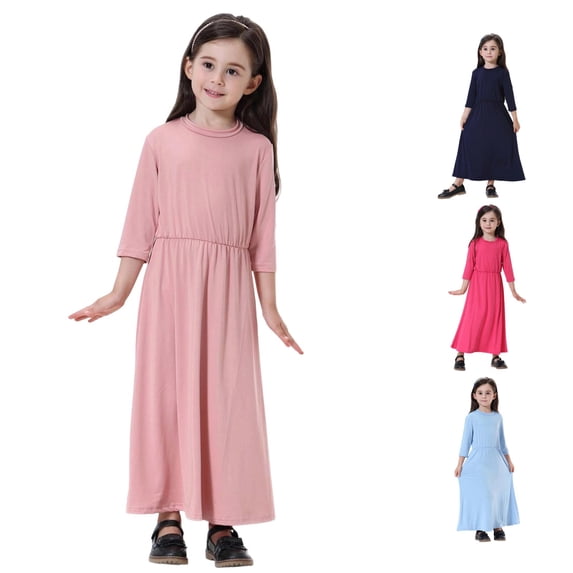 Rhuody Toddler Girls Dress Crewneck Sundress Long Sleeve Graphic Prints Dresses Cute Clothing 12-18 Months Pink