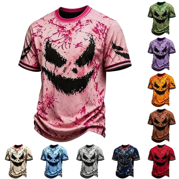 Rhuody Toddler Halloween Tops For Boy Crewneck Pumpkin Graphic Short Sleeve Hallowmas T Shirt Charm Clothing Pink