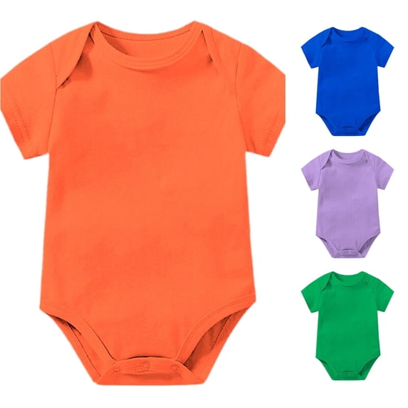 Rhuody Toddler Onesies Girl Solid Color Short Sleeve Romper Crewneck Bodysuits 18-24 Months