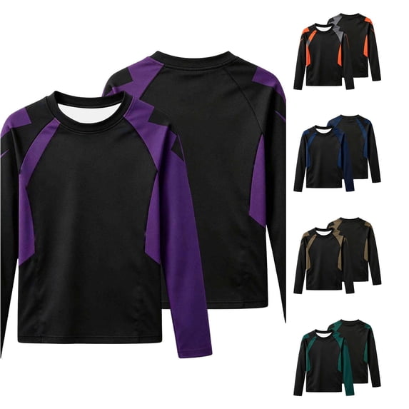 Rhuody Toddler Tops For Boy Long Sleeve O Neck Cartoon Prints Rash Guard 3-4 Years Purple