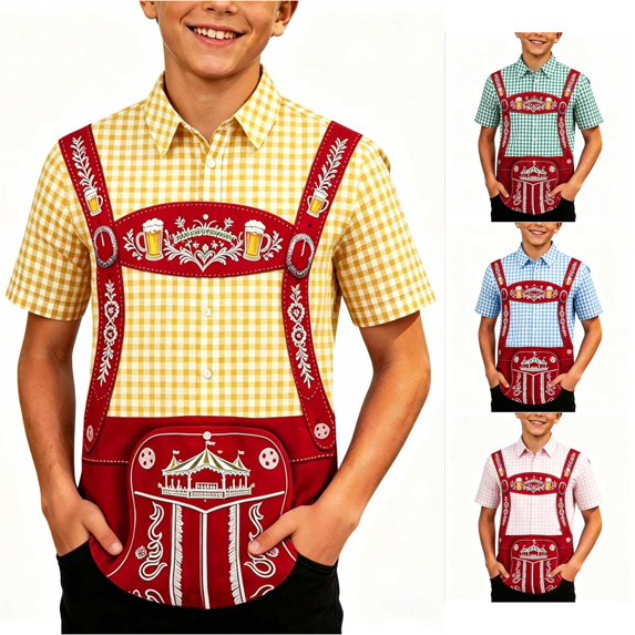 Rhuody Toddler Tops For Boy Round Neck Short Sleeve Cartoon Graphic Blouse 3-4 Years Yellow