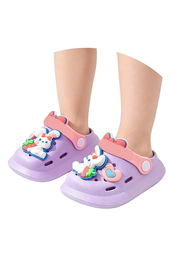 Toddler slipper For Girls Cartoon Front Closed Toe Clogs Soft Sole Outdoor Indoor Wear Lightweight Home Kids Handsome Shoes Purple 1-2 Years