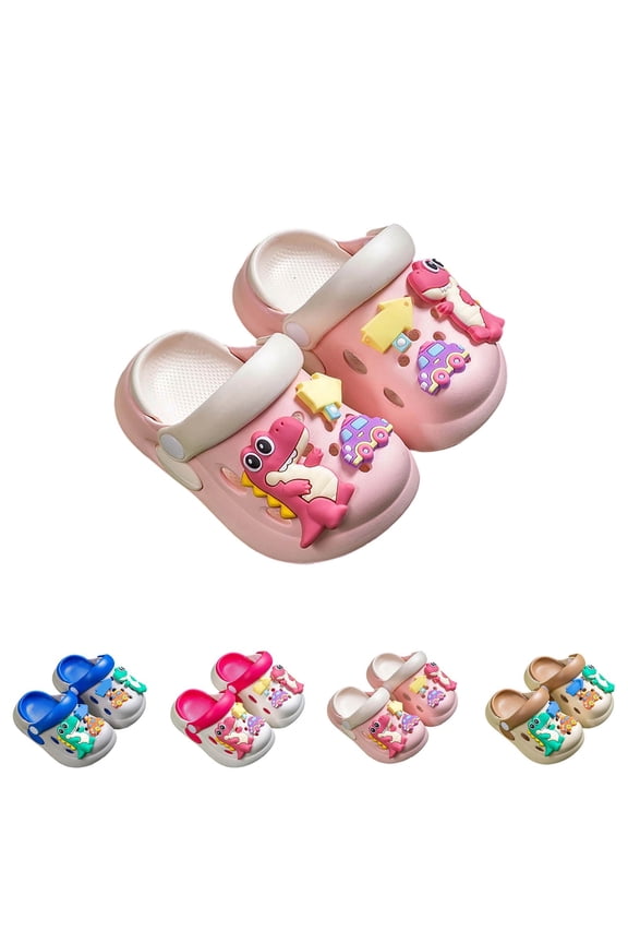 Toddler slipper For Girls Soft Sole Closed Toe Clogs Adjustable Strap On Summer Sandals Versatile Shoes Pink 1-2 Years