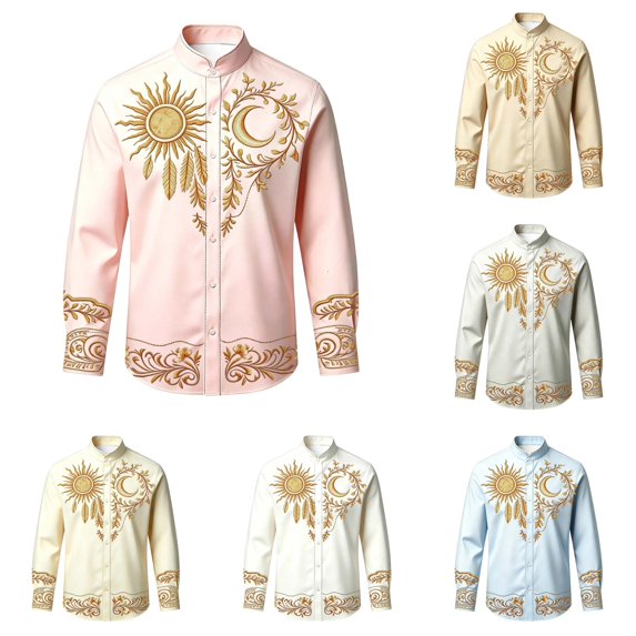 Rhuody Tops For Boy Lapel Graphic Prints Long Sleeve Blouse 7-8 Years Pink