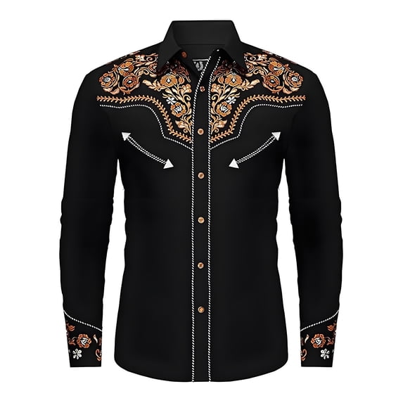Rhuody Tops For Boy Lapel Western Cow Print Shirt Long Sleeve Button Down Top For Children And Youth Blouse Retro Clothes Black3 12-13 Years
